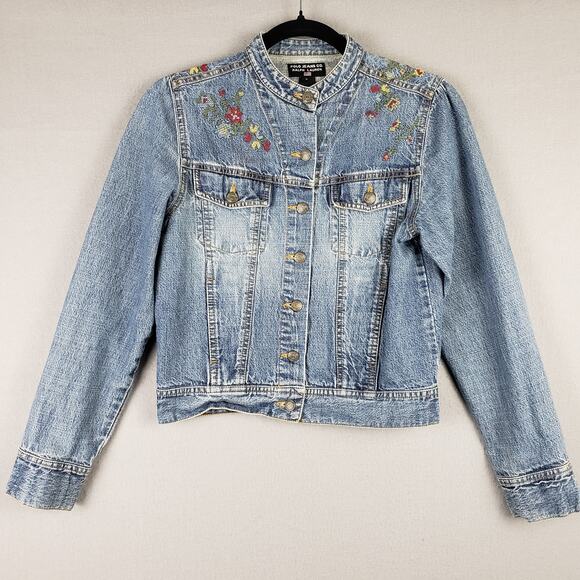 Polo Ralph Lauren Jackets & Blazers - Polo Ralph Lauren‎ Size M Needlepoint Embroidered Denim Trucker Jacket Scandi